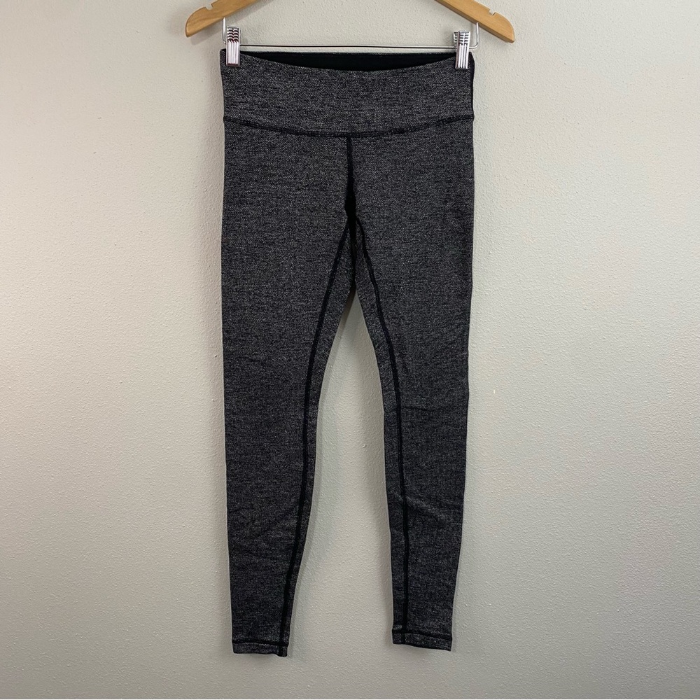 Lululemon Wunder Under Herringbone Heathered Black Legging Women’s 6